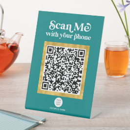 Trendiges, modernes QR-Zeichen für Aquamarine Netz Sockelschild