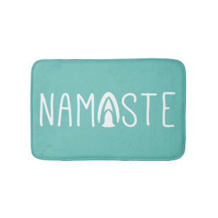 Trendiges Namaste Yoga Grün und Weiß Badematte