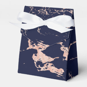 Trendiges Navy Blau Rosen Goldfolie Marmor Geschenkschachtel