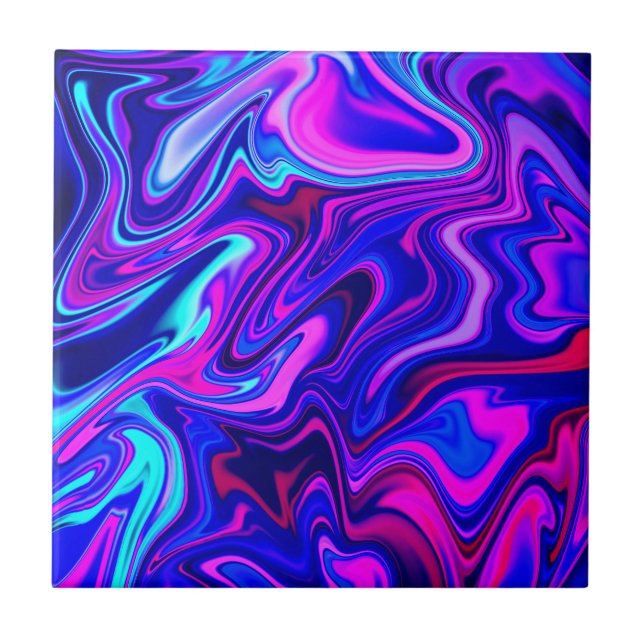 Trendiges Neon-Blau-Pink-Türkis-Abstrakt  Fliese (Vorderseite)