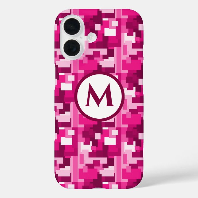 Trendiges Niedliches Hot-Pink-Digitalmuster für di iPhone 16 Hülle (Rückseite)