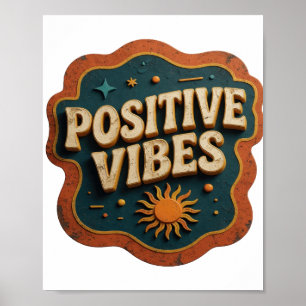 Trendiges Orange POSITIVE VIBES Design Poster