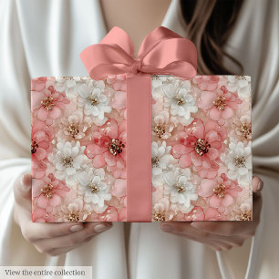 Trendiges pastellrosa und goldenes Wasserfarben-Ge Geschenkpapier