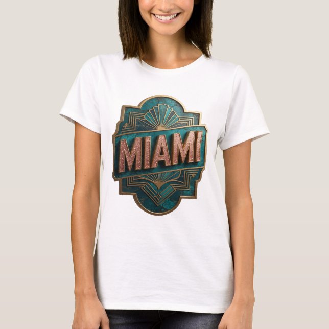 Trendiges Pink MIAMI Textdesign T-Shirt (Vorderseite)