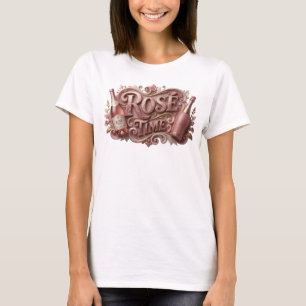 Trendiges Pink ROSE TIME Slogan T-Shirt