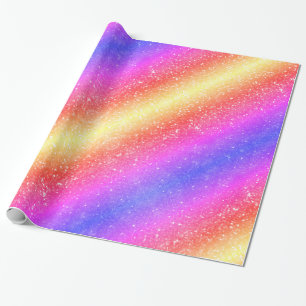 Trendiges Regenbogen-Glitter Geschenkpapier