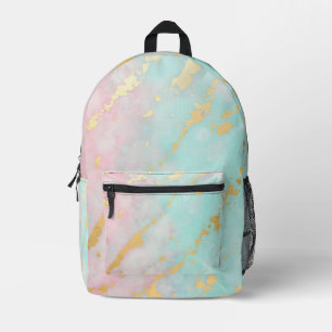 Trendiges Rosa Blush Soft Mint Gold Luxus-Kollekti Bedruckter Rucksack