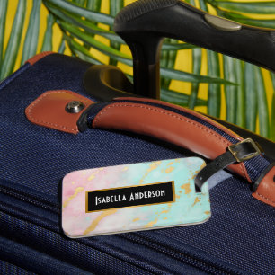 Trendiges Rosa Blush Soft Mint Gold Luxus-Kollekti Gepäckanhänger