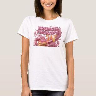 Trendiges Rosa BRUNCH THERAPY Textdesign T-Shirt