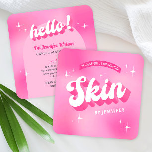 Trendiges rosa Hautpflegedermatologe Retro Groovy Quadratische Visitenkarte
