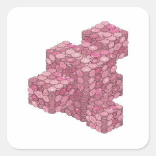 Trendiges Rosa PINK COIN TOWER Label Design Quadratischer Aufkleber