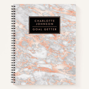 Trendiges Rose Gold Marmor Ziel Erreichungs Journa Notizbuch