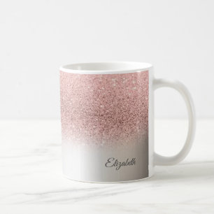 Trendiges Roségold Glitter, Silber - Personalisier Kaffeetasse