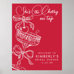 Trendiges Rot Sie ist die Kirsche auf dem Hochzeit Poster