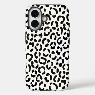 Trendiges Schwarz-Weiß-Leopard-Druckmuster iPhone 16 Hülle