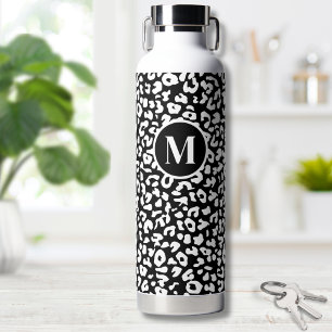 Trendiges Schwarz-Weiß-Monogramm Trinkflasche