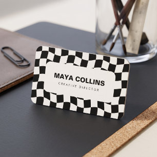 Trendiges Schwarz-Weiß-Wellen-Karu Visitenkarte