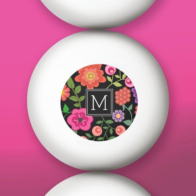 Trendiges Schwarzes Floral-Muster mit benutzerdefi Tischtennisball (Custom Ping Pong Balls)