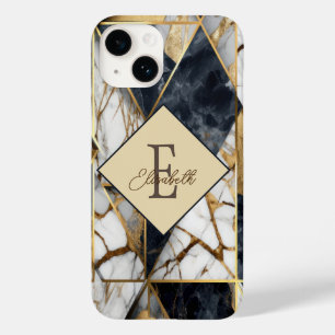 Trendiges schwarzes goldenes geometrisches Marmor  Case-Mate iPhone 14 Hülle