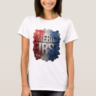 Trendiges Silber AMERICA FIRST Textdesign T-Shirt