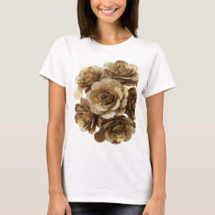 Trendiges Silber GOLDENE ROSEN Design T-Shirt