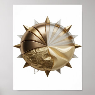 Trendiges Silber GOLDENER MOND Statement-Design Poster