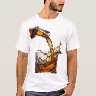 Trendiges Silber WHISKY SPLASH Textdesign T-Shirt
