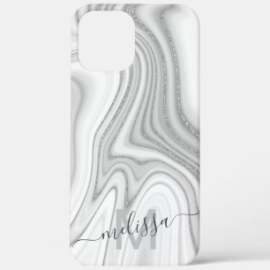 Trendiges silbernes Glitzer glänzt Marmorname Mon Case-Mate iPhone Hülle
