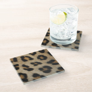 Trendiges, stilvolles Leopardenfell-Druck-Tiermust Glasuntersetzer
