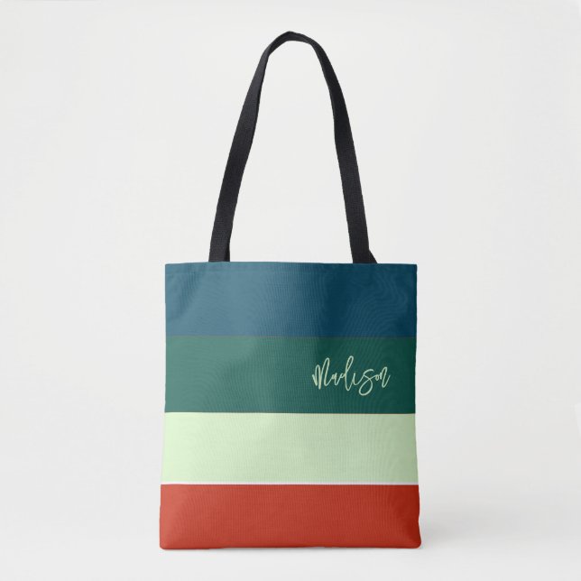 Trendiges Streifenmuster Personalisiert Tasche (Vorderseite)