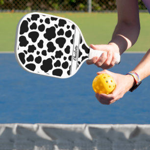 Trendiges süßes lustiges Schwarz-Weiß-Kuh-Muster n Pickleball Schläger