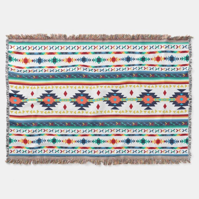 trendiges, tribal-ethnisches, geometrisches Muster Decke (Vorderseite)