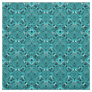 Trendiges Türkis Teal Blau Afrikanisches Mosaikmus Stoff