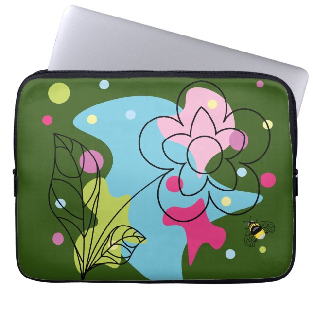 Trendiges Vektormuster einer sommerlichen Blume in Laptopschutzhülle (Vorderseite)
