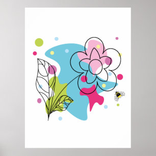 Trendiges Vektormuster einer sommerlichen Blume in Poster