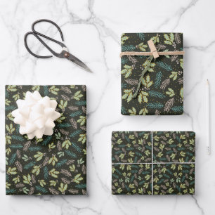 Trendiges Weihnachten mit Stechpalme  Geschenkpapier Set