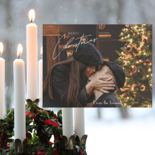 Trendiges Weihnachtsfoto von romantischem Paar Postkarte
