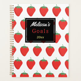 Trendiges, weißes Rot-Erdbeeren-Muster und Schwarz Planer