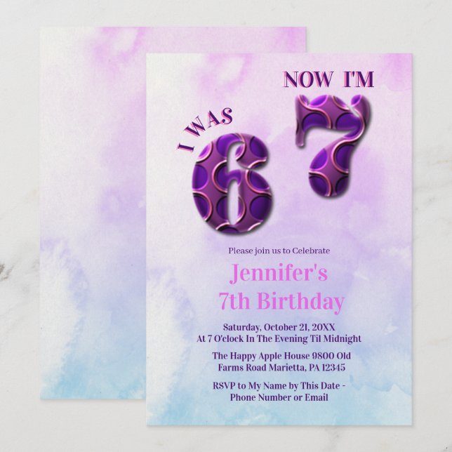 Trending 6 7 Meme  Six Seven Girl Birthday  Einladung (Vorne/Hinten)