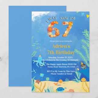 Trending 6→7 Meme Under the Sea Birthday Einladung