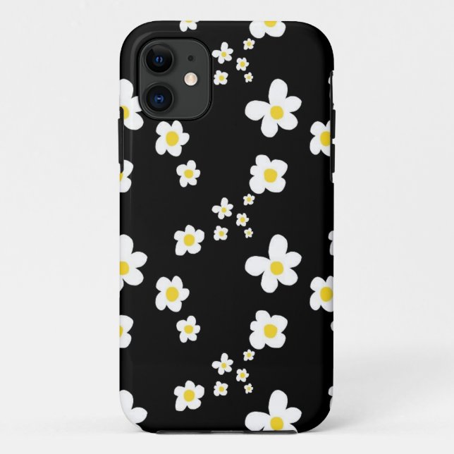 Trending daisy Muster schwarz gelb weiß, modern Case-Mate iPhone Hülle (Rückseite)