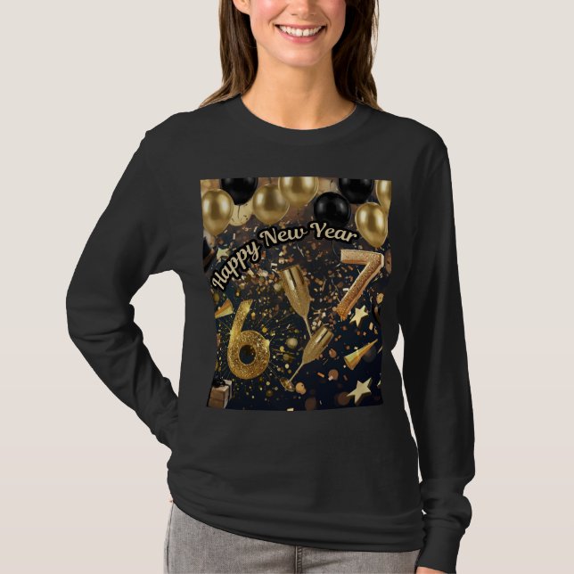 Trending Elegant Black & Gold Six Seven New Year  T-Shirt (Vorderseite)