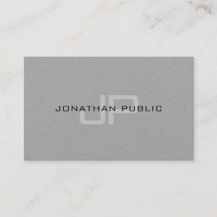 Trending Elegant Monogram Minimalistisch Gray Temp Visitenkarte