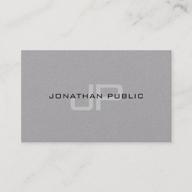 Trending Elegant Monogram Minimalistisch Gray Temp Visitenkarte (Vorderseite)