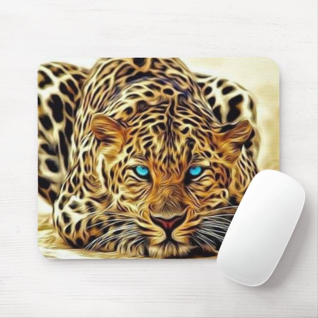 Trending Leopard Blue Eyes Mousepad (Mit Mouse)