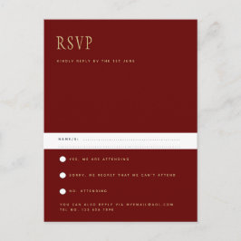Trending Modern Burgundy Gold Wedding RSVP Postca Postkarte