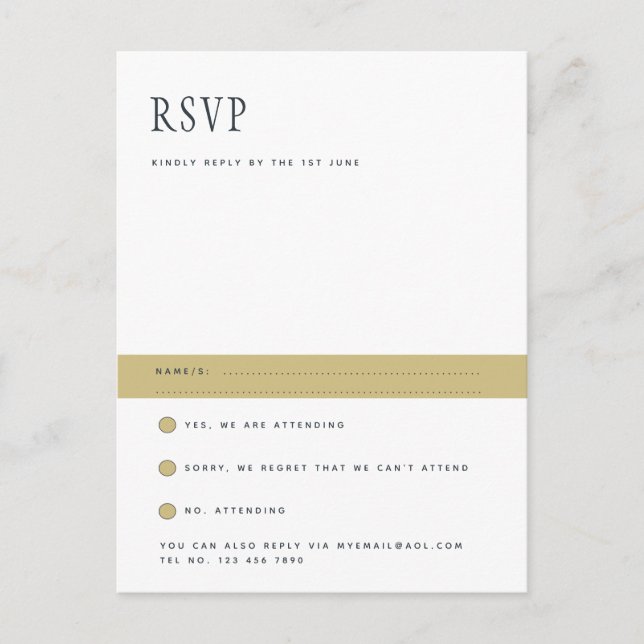 Trending Modern Minimalistisch Simple Wedding RSVP Postkarte (Vorderseite)