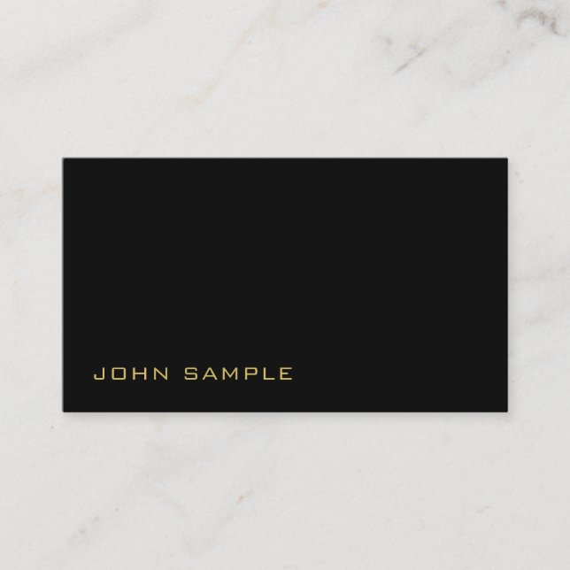 Trending Modern Monogram Stylish Black Gold Visitenkarte (Vorderseite)