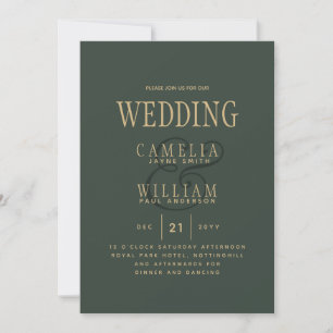 Trending Modern OLIVE Green Gold Wedding Einladung