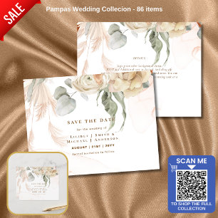Trending Terracotta Pampas Grass Wedding Postkarte